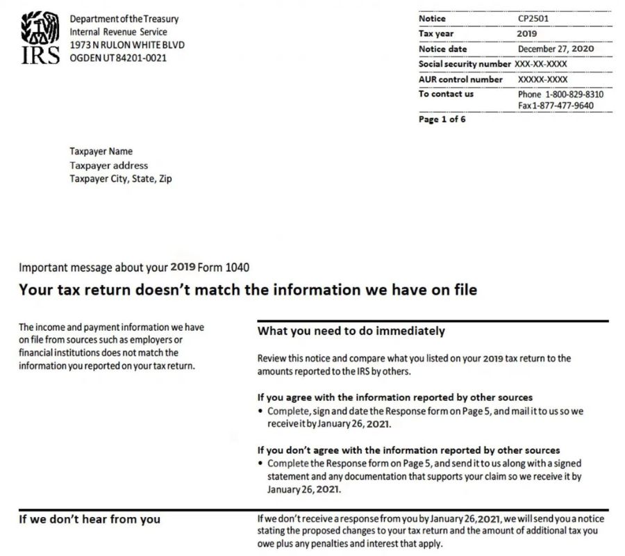 How to Respond to IRS CP2501 Notice